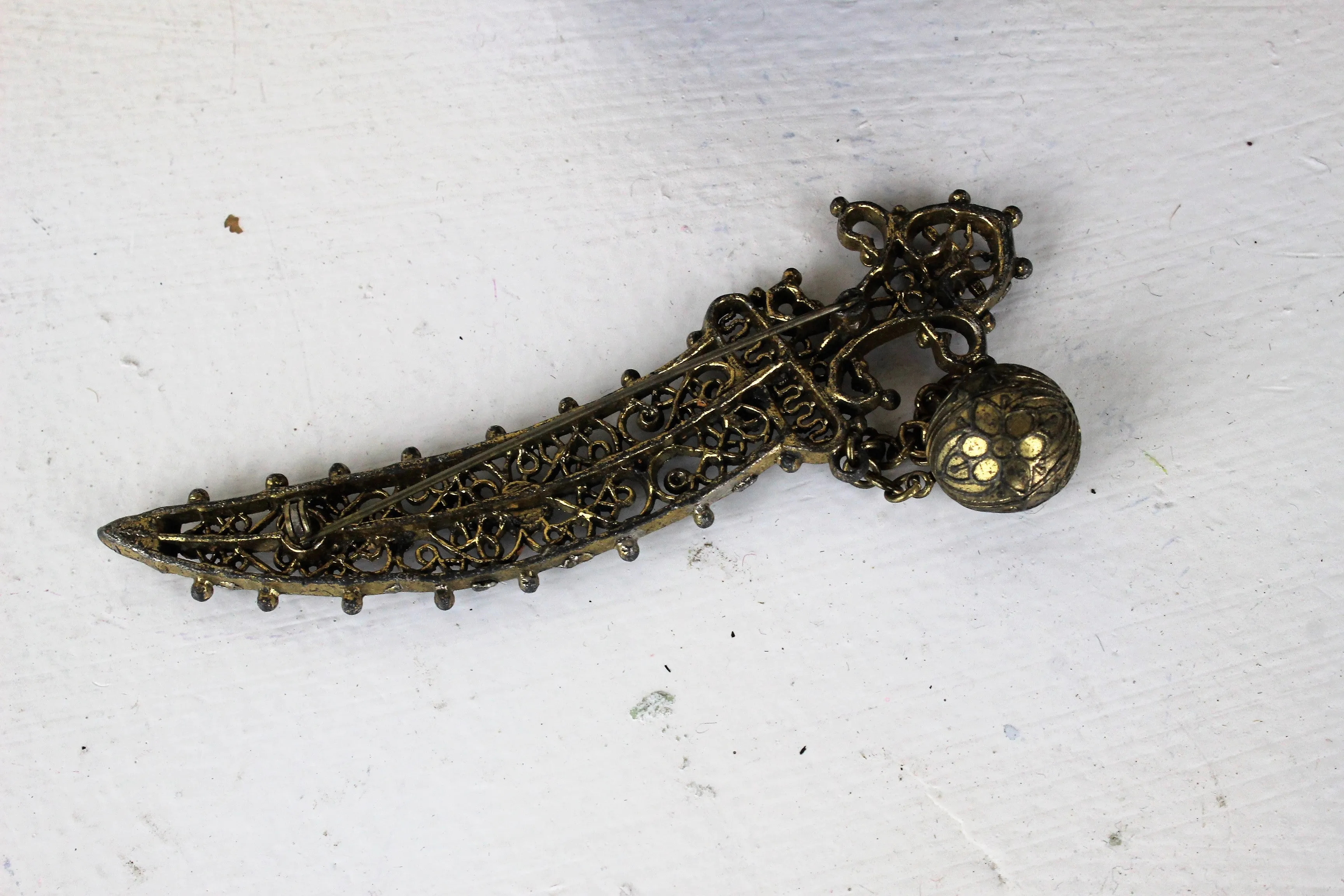 Vintage Filigree Sword Stick Pin