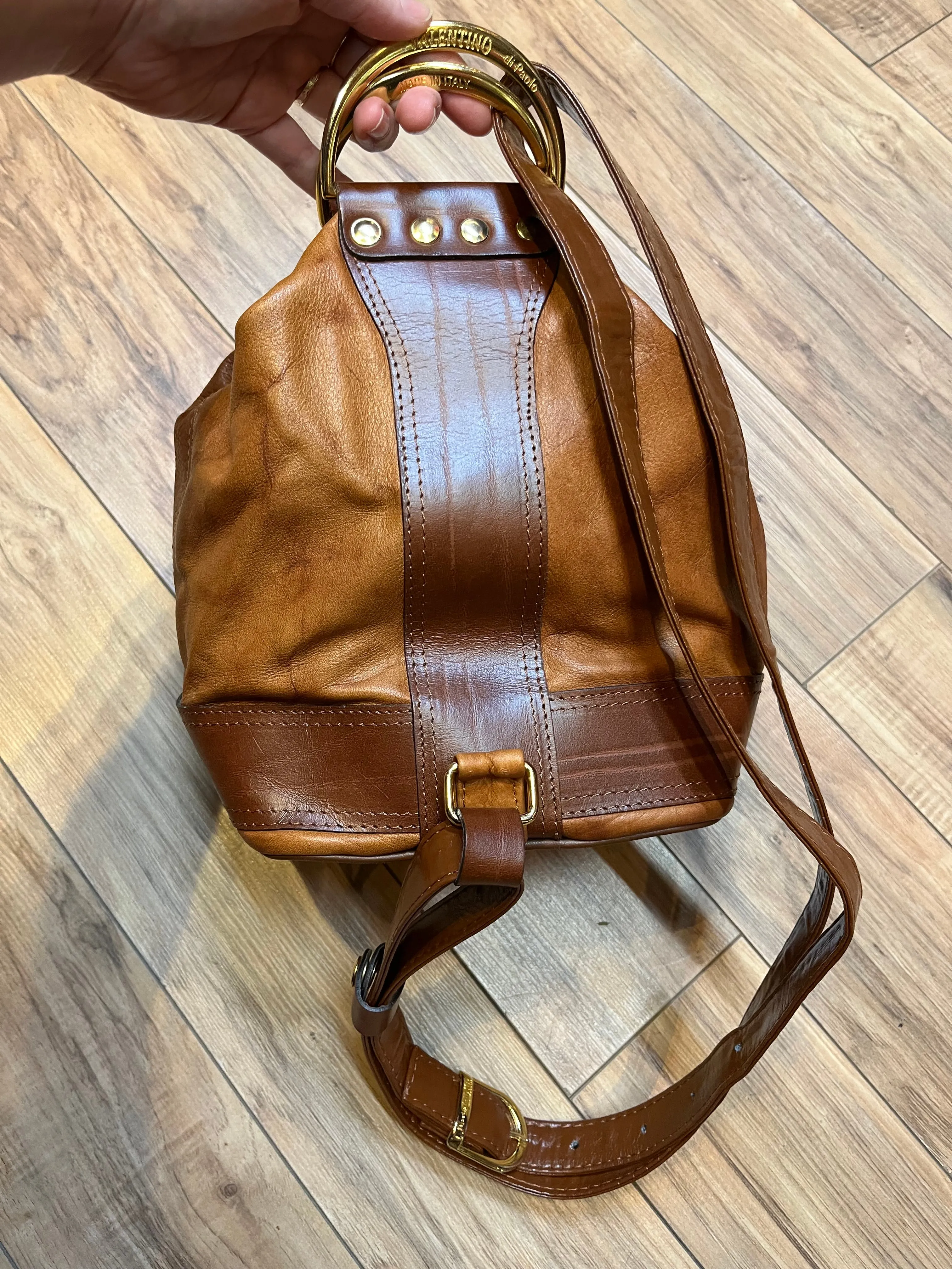 Vintage Valentino Di Paolo Leather Bucket Bag/ Knapsack, Made in Italy SOLD