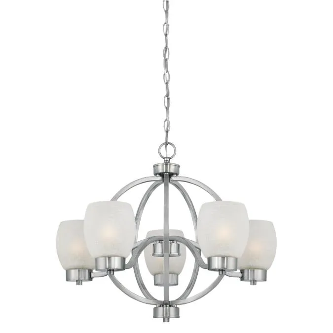 Westinghouse 6341200 5 Light Chandelier Brushed Nickel Finish with White Linen Glass