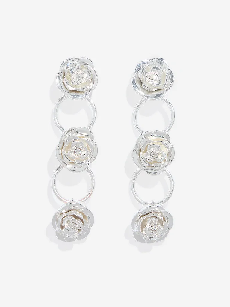 Westside Accessories Silver Multi Roses Dangler Earrings