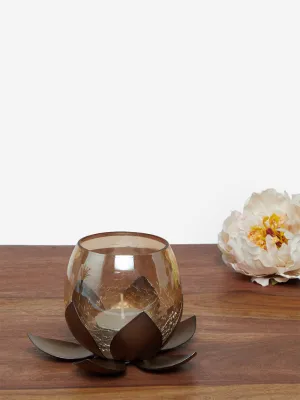 Westside Home Dark-Brown Lotus Candle Stand