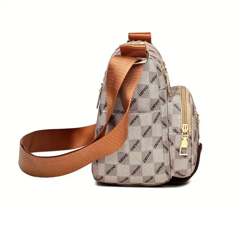 Women's Multi Pocket Plaid Pattern Crossbody Bag