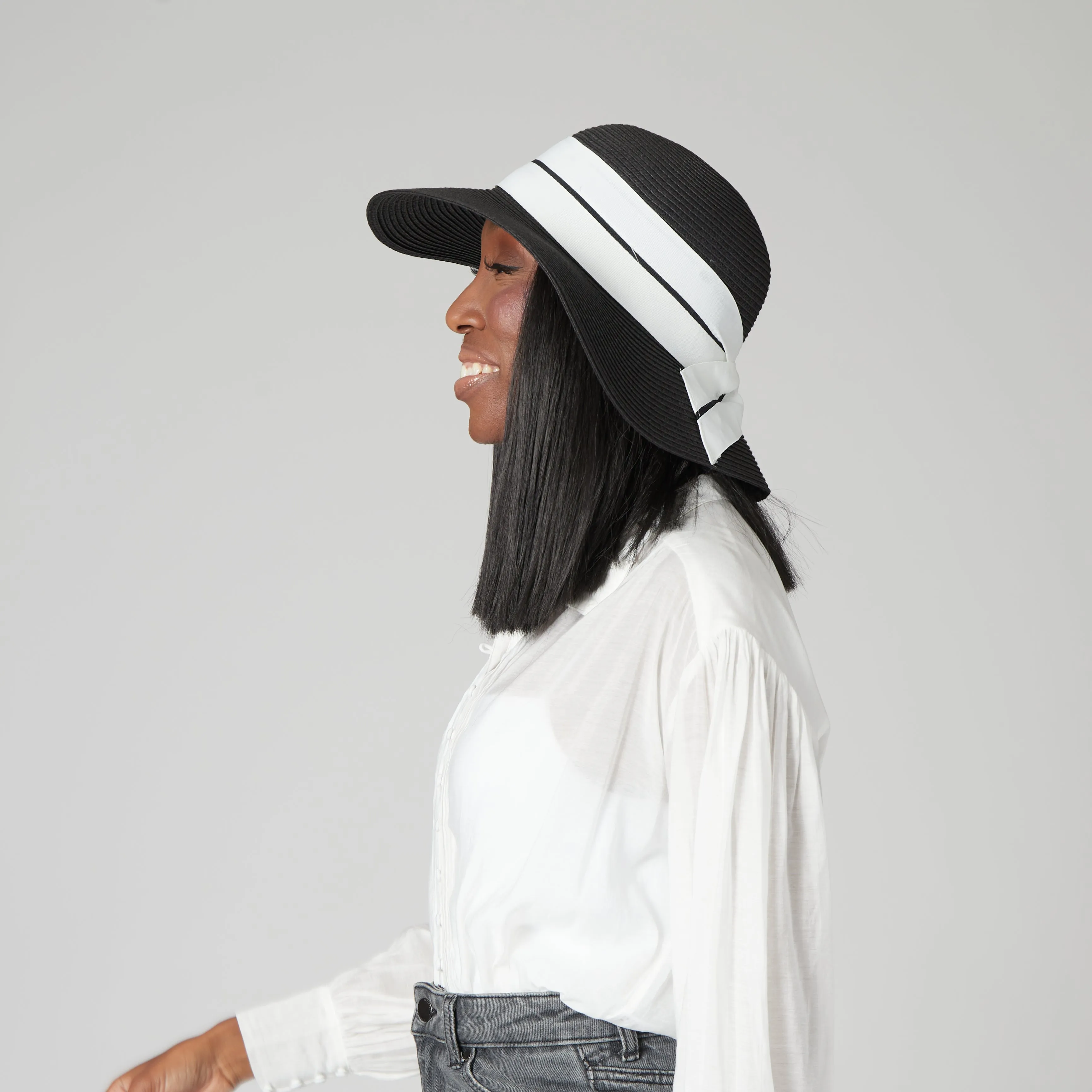 Women's Sun Hat W/ Oversized Stripe Bow