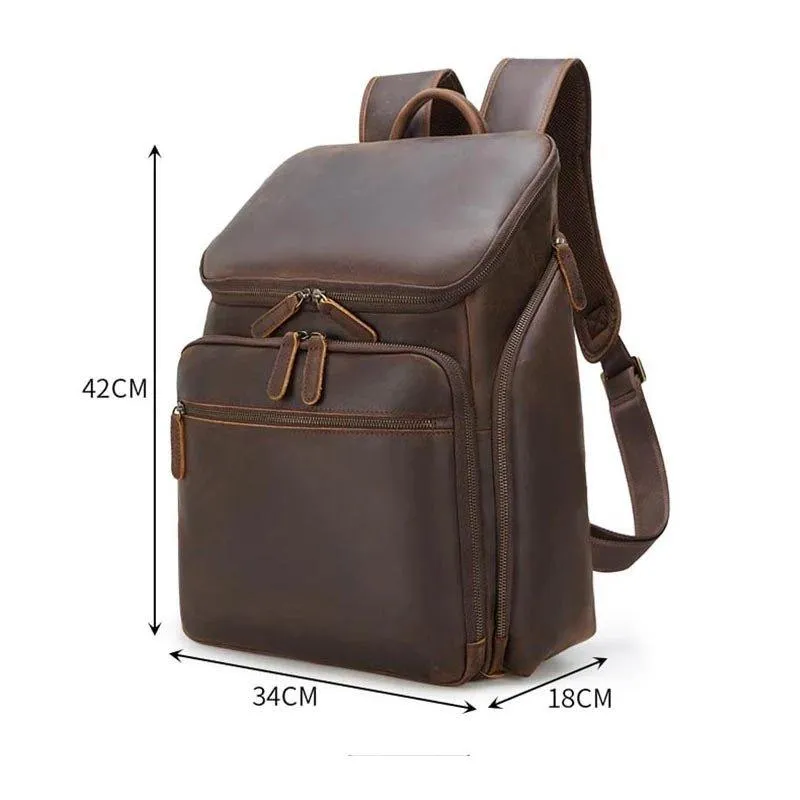 Woosir Men Leather Backpack 15 inch Laptop Business