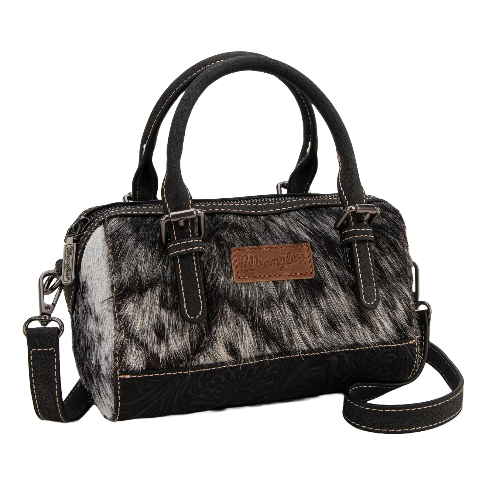 Wrangler Ladies Genuine Hair-On Black Cowhide Barrel Bag WG169-2025BK