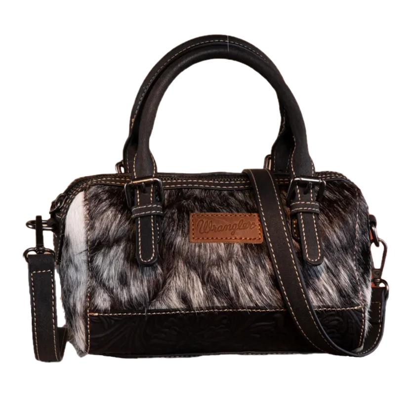 Wrangler Ladies Genuine Hair-On Black Cowhide Barrel Bag WG169-2025BK