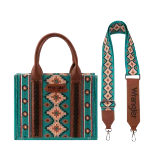 Wrangler Women's Southwestern Dual Sided Print Turquoise Crossbody/Canvas Tote WG2203-8120STQ