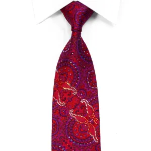 Yezak Rhinestone Silk Necktie Purple Anthemion On Burgundy